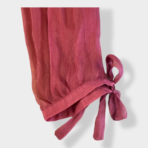 Nick and Mo 100% Silk Red 3/4‎ sleeve top Size L - Picture 7 of 11